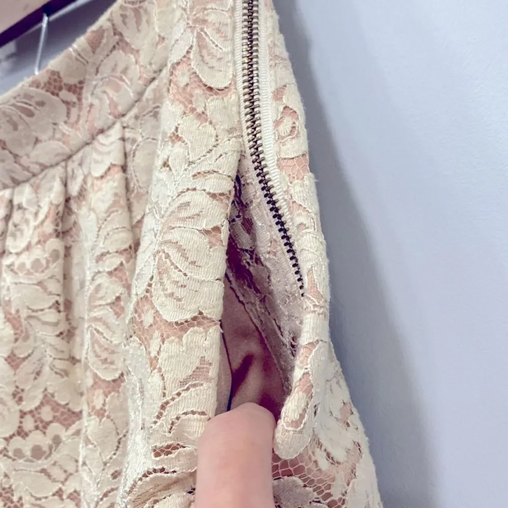 ANTHROPOLOGIE 6 Ivory Lace Pleated High Waisted Shorts Culotte Ballet Fairycore - Picture 11 of 16
